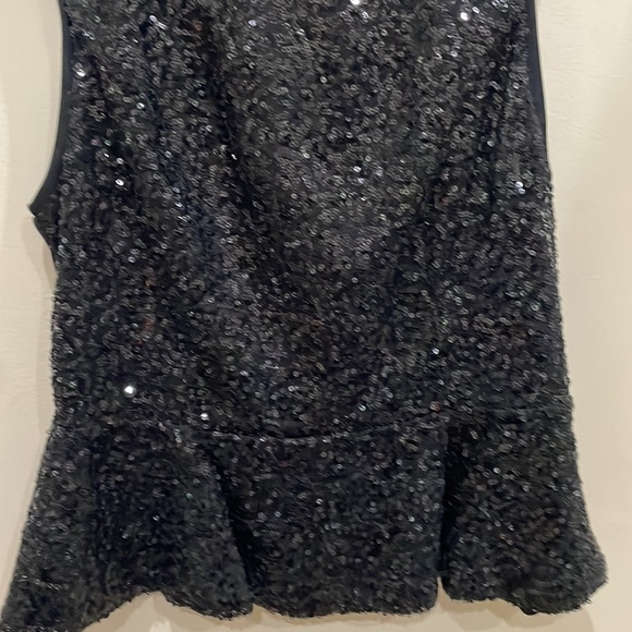 Black Sequined Peplum Top | Size: Small - Picture 3 of 5